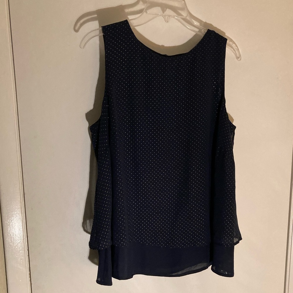 Simply Be - Sleeveless Layered Navy Top with Embossed Gold Dots
